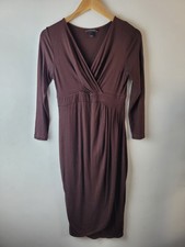 Isabella Oliver Size 1 Brown Stretch Faux Wrap Dress Formal Casual Smart Career