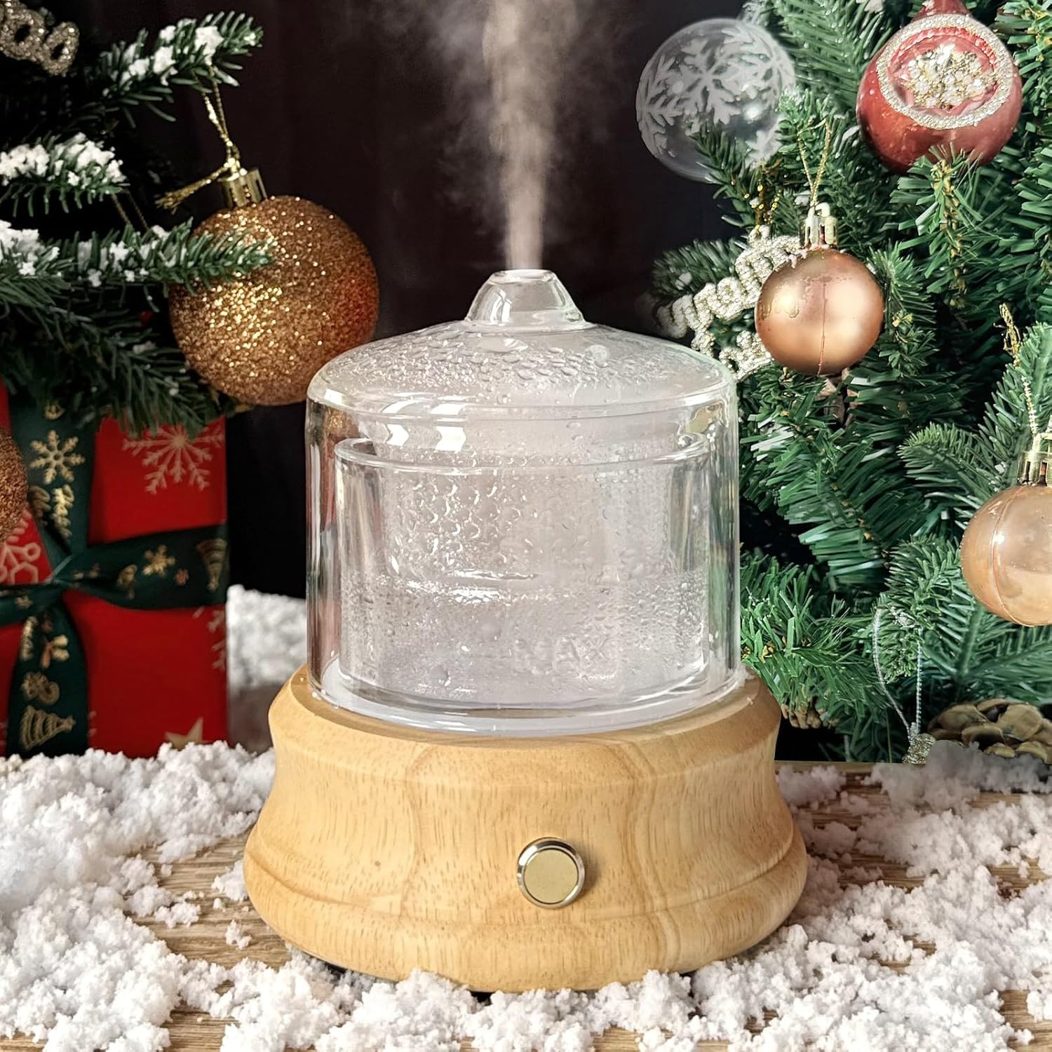 80ML Glass Essential Oil Diffuser with Glass Reservoir & Wood Base, Small Ultras