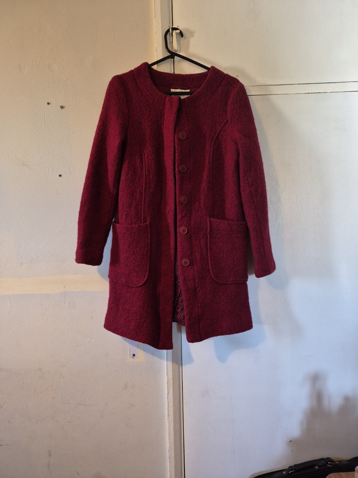 Seasalt Cornwall Ruby Red Wool Blend Coat Size 10 Smart Winter Jacket image 2