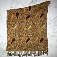 Oversize Womens Paisley Shawl Wrap Scarf  Throw Blanket Brown