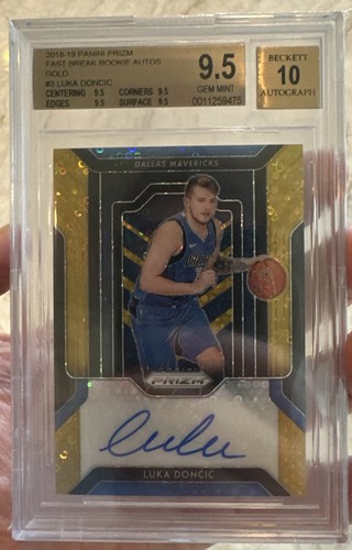 2018-19 Panini Gold Fast Break Prizm Luka Doncic RC Rookie /10 BGS 9.5 w 10 AUTO