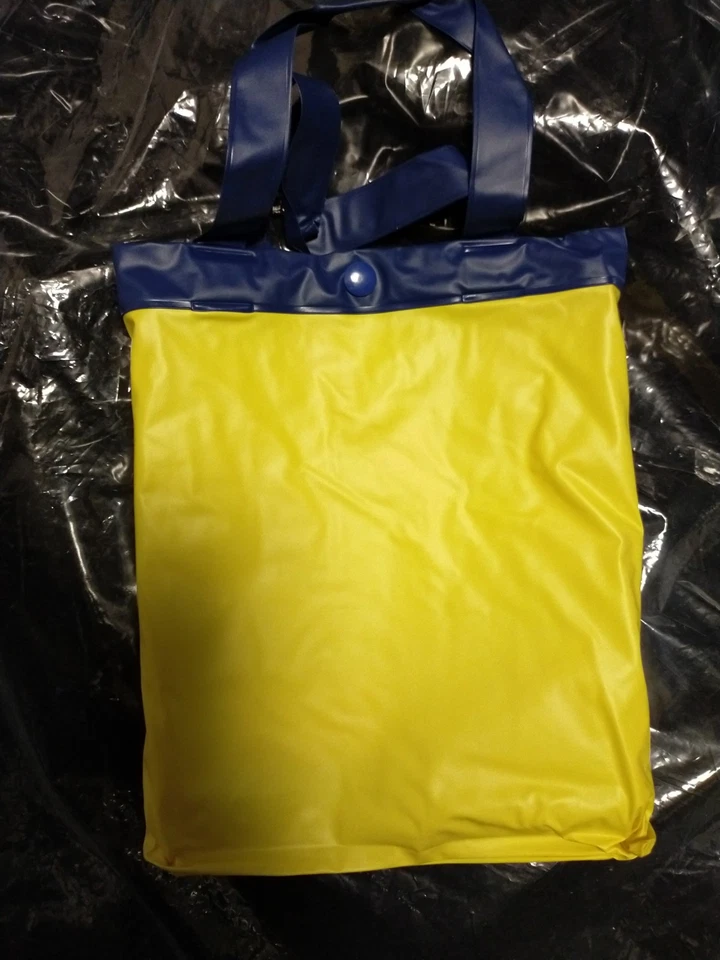 Yellow PVC plastic raincoat kids hooded jacket rainjacket - Image 4 of 4