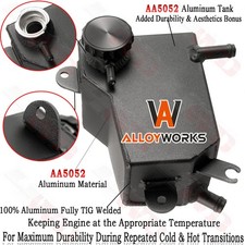 Black Aluminum Coolant Reservoir Overflow Tank For 2017-21 Honda Civic 1.5L 2.0L