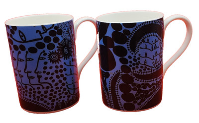 YAYOI KUSAMA 'Late-Night Chat is Filled with Dreams', 2009 China Mug Set (2) NEW