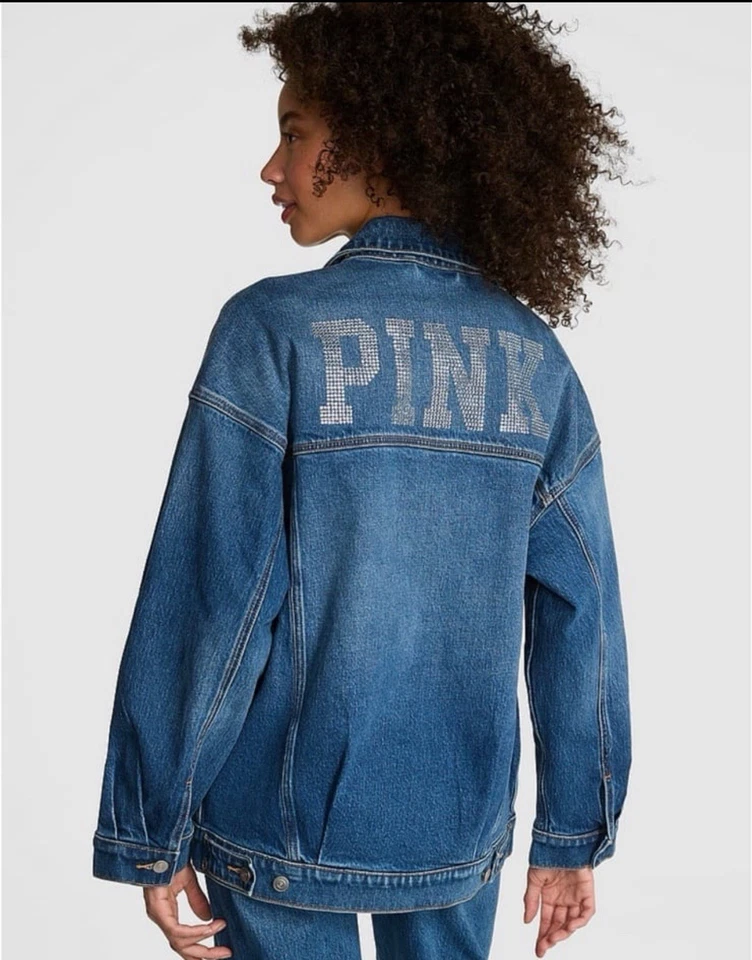 CHAQUETA CAMIONERA VAQUERA ROSA VS EN EDICIÓN LIMITADA LAVADO MEDIO BLING EN GRANDE NUEVA CON ETIQUETAS Foto 4 de 4