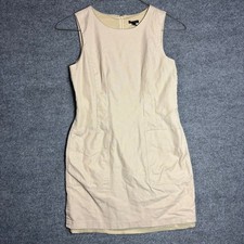 Ann Taylor Tan Beige Sleeveless Shift Dress with Pockets Size 6