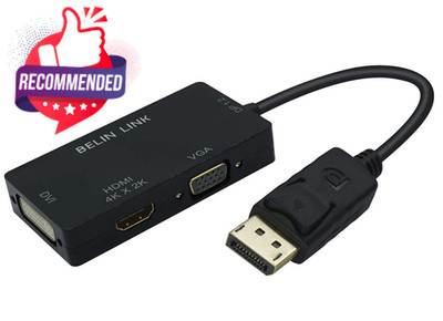 Dp To Hdmi Vga Dvi Adapter Displayport To Hdmi 4k Adapter 3 In 1 Display Port To