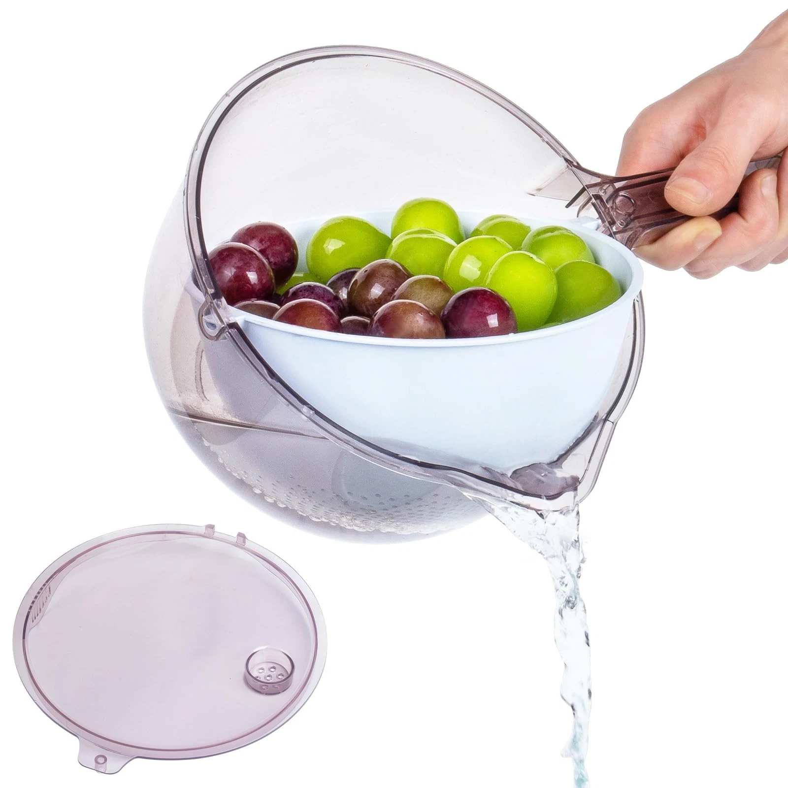 3-in-1 Kitchen Tool: Works as Rice Strainer, Fruit Washing Bowl with Strainer...