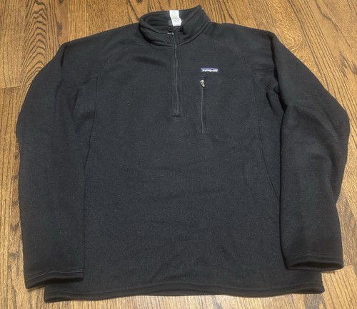 Patagonia Mens Size M full zip black knit half zip better sweater Jacket