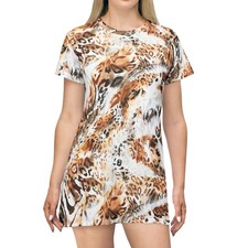 Animal Print T-Shirt Dress | All-Over Leopard & Tiger Pattern