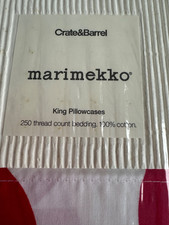 New Marimekko Crate and Barrell Unikko Poppy Red King Pillowcases Set of Two