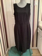 Talbots Black Pencil Dress Zipper Sleeveless Front Pleat Size 12