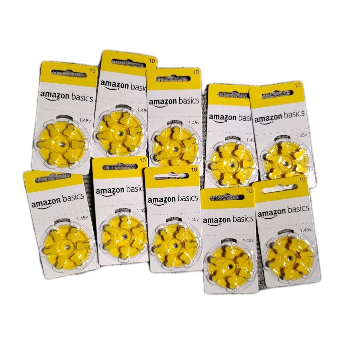 Amazon Basic 60 Pc Size 10 Hearing Aid Batteries  (Yellow Ta