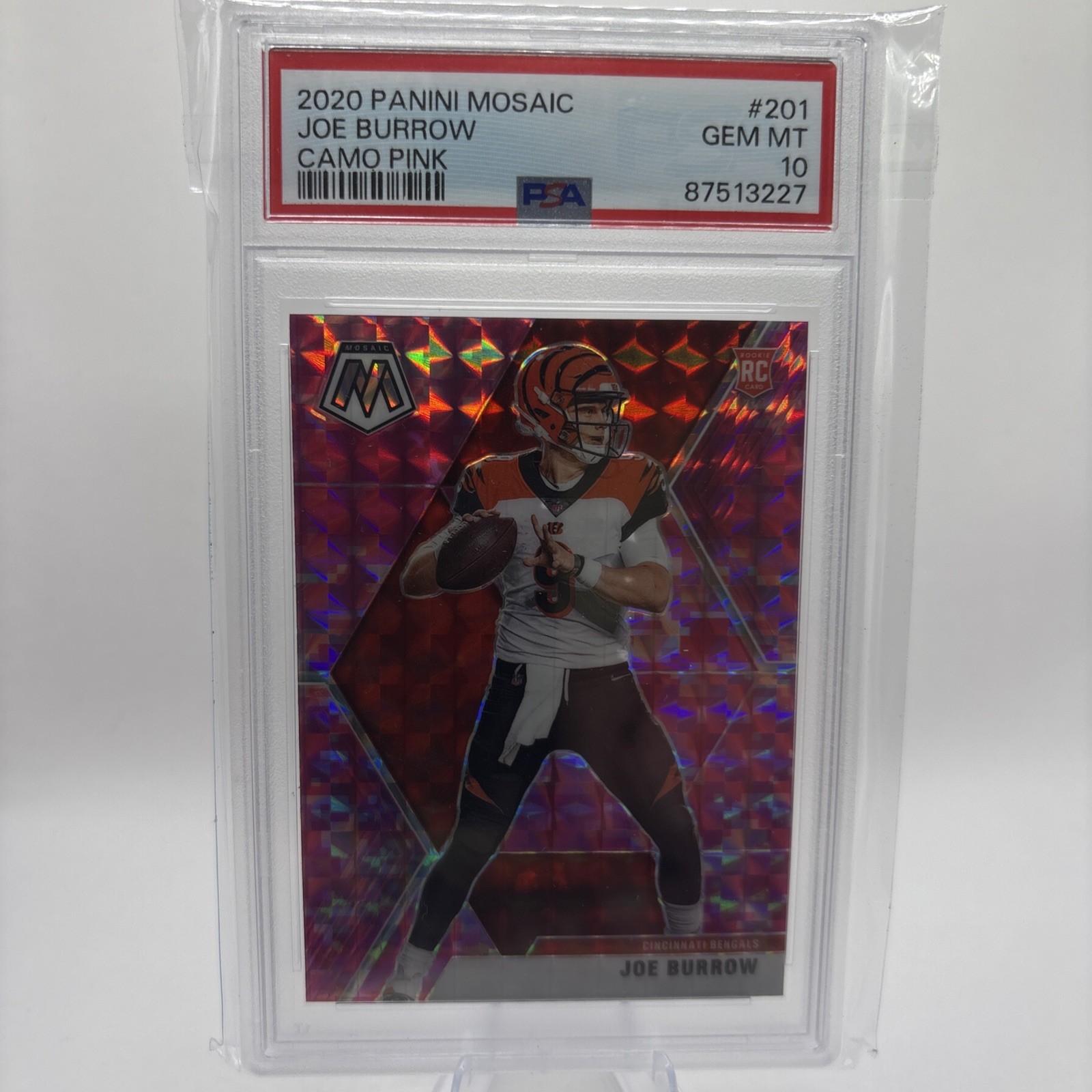 Joe Burrow Panini Mosaic #201 Camo Pink