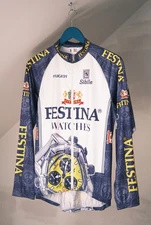 Festina Watches Peugeot Sibille Men's Navy Full Zip Bike Jersey Size L