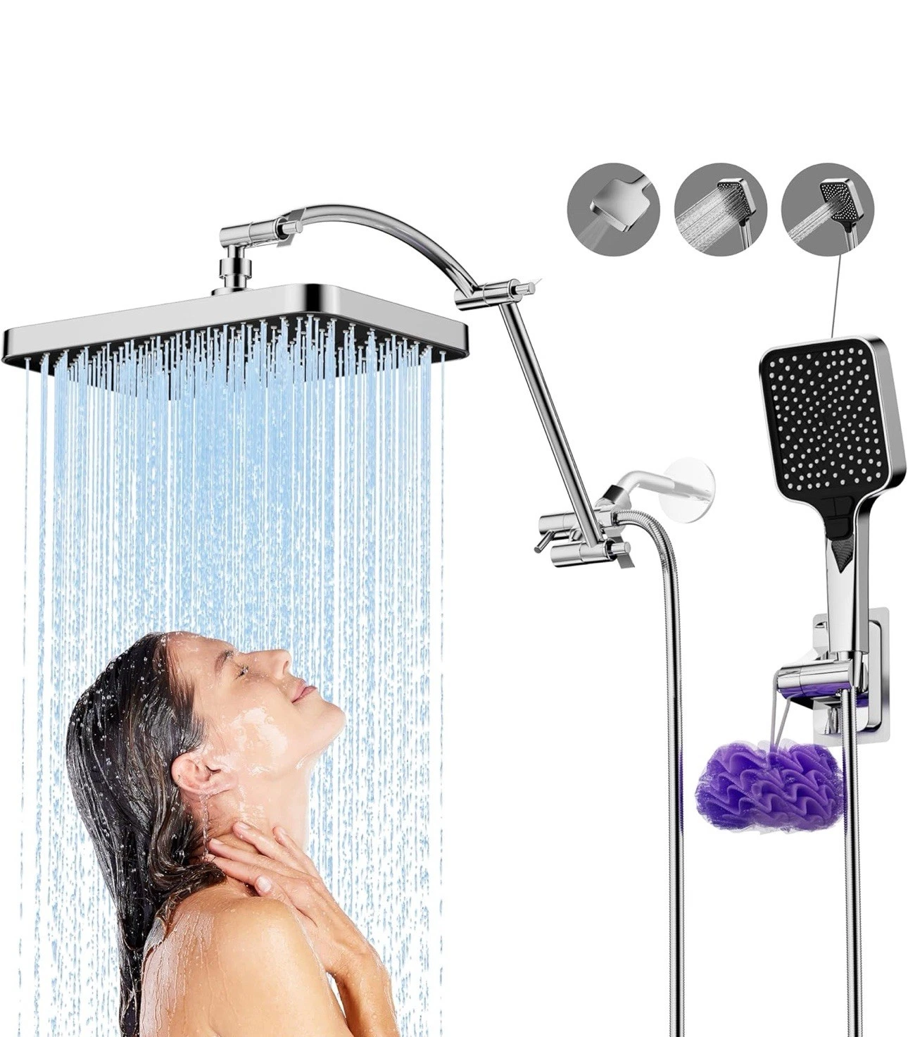 13 Inch Rain Shower Head Extension Arm 19 Inch, Shower Head High Pressure