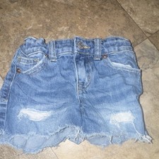 Cat  Jack Girls Blue Distressed Cut-Off Denim Shorts Stretch XS 4/5 