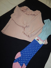 Zara Girls 12-18 Months Corduroy Ruffle Top and Bonnie Doon Tights Lot Bundle SW