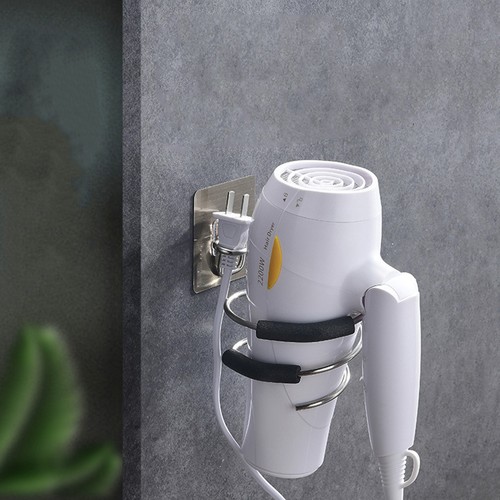  2 Pcs Bathroom Hair Dryer Rack Wall Mount Bracket Stand with Clamp Holder - Zdjęcie 11 z 12