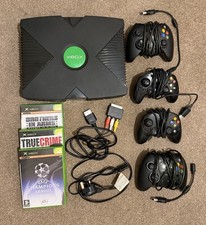 Original Xbox Console Bundle + 4 Controllers 3 Games - Disc Drive Not Working