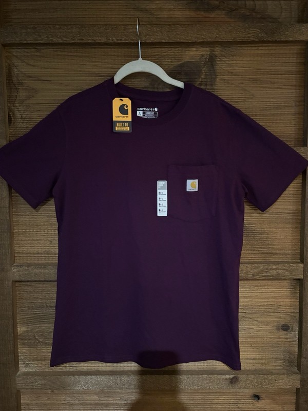 Carhartt Womens Loose Fit Heavyweight Short Sleeve Pocket T-shirt Small Purple