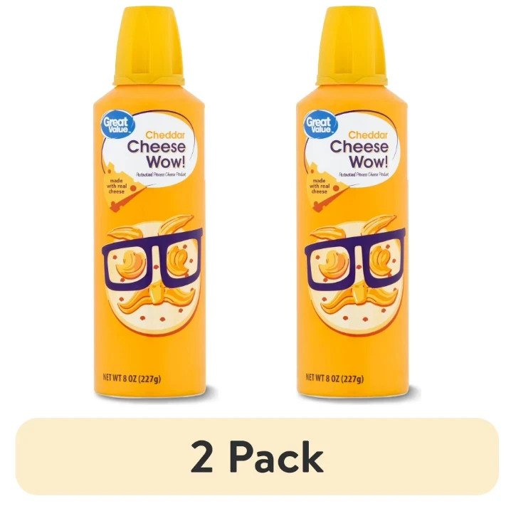 (2 pack) Great Value Cheese Wow! Spray Cheese, Cheddar, 8 oz...