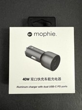 mophie Dual USB-C 40W PD Aluminum Car Charger...