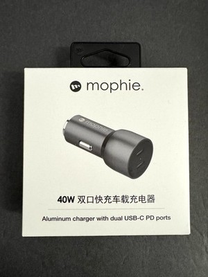 mophie Dual USB-C 40W PD Aluminum Car Charger ~Charges 2 Devices  at Once
