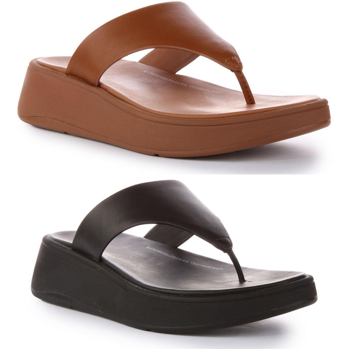 Fitflop Toe Post F Mode Luxe Leather Womens Sandal Black UK 3 - 8