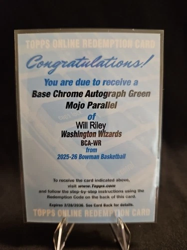 2025 Bowman Mega Box Basketball Green Mojo Refractor Will Riley #BCA-WR