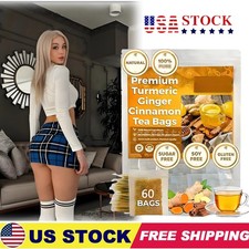 120 Premium Turmeric Ginger Cinnamon Tea Bags, 100 Natural No Additive Support
