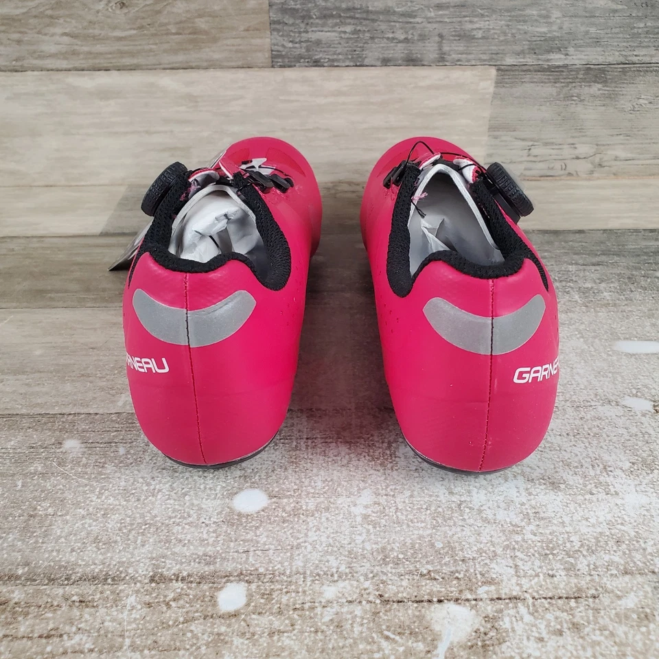 Zapatos de ciclismo Garneau Carbon XZ para mujer talla 9,5 sistema de esfera rosa parte superior baja Foto 3 de 4