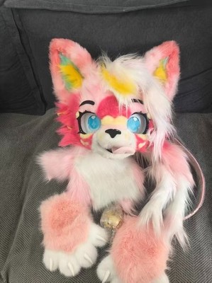 Fursuit Long haired Dog Fox Mascot Party Halloween Fur Cosplay(head+claws)