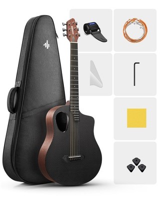 Donner RISING G1 Carbon X Wood Acoustic Guitar Stahlsaiten Gitarre Gurt