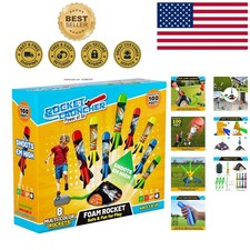 Toys Rocket Launcher for Kids - Launch Up to 100 Ft with 8 Colorful Foam Rockets