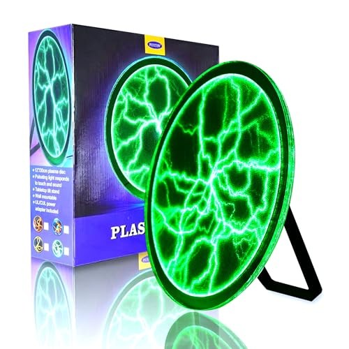 12 Inch Plasma Disc, Plasma Ball Lamp,Plasma Globe,Electrostorm Green - Picture 2 of 7