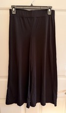 Balera Black Wide Leg Cropped Dance Pants, Adult Sz Medium MJ11188  hemmed