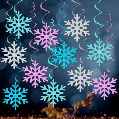 12 Stück Frozen Schneeflocke hängend Wirbel Deko hängend Schneeflocken Multi