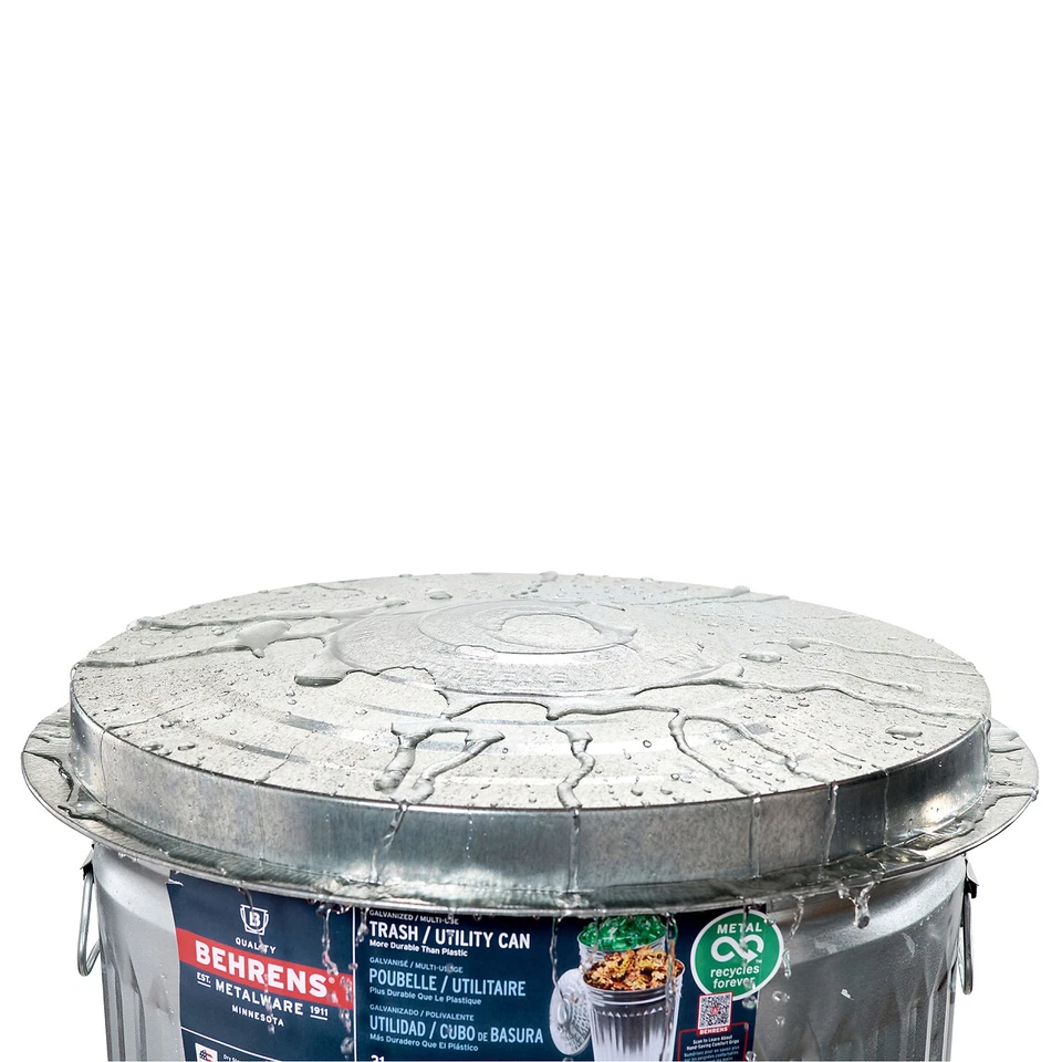 Behrens Galvanized Steel Trash Can with Lid, 31 Gal., 21in. Dia. × 29.75in.H - Image 3 of 4