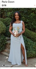 Show me your mumu Paris gown blue stretch steel 2XL Bridesmaid Formal Wedding