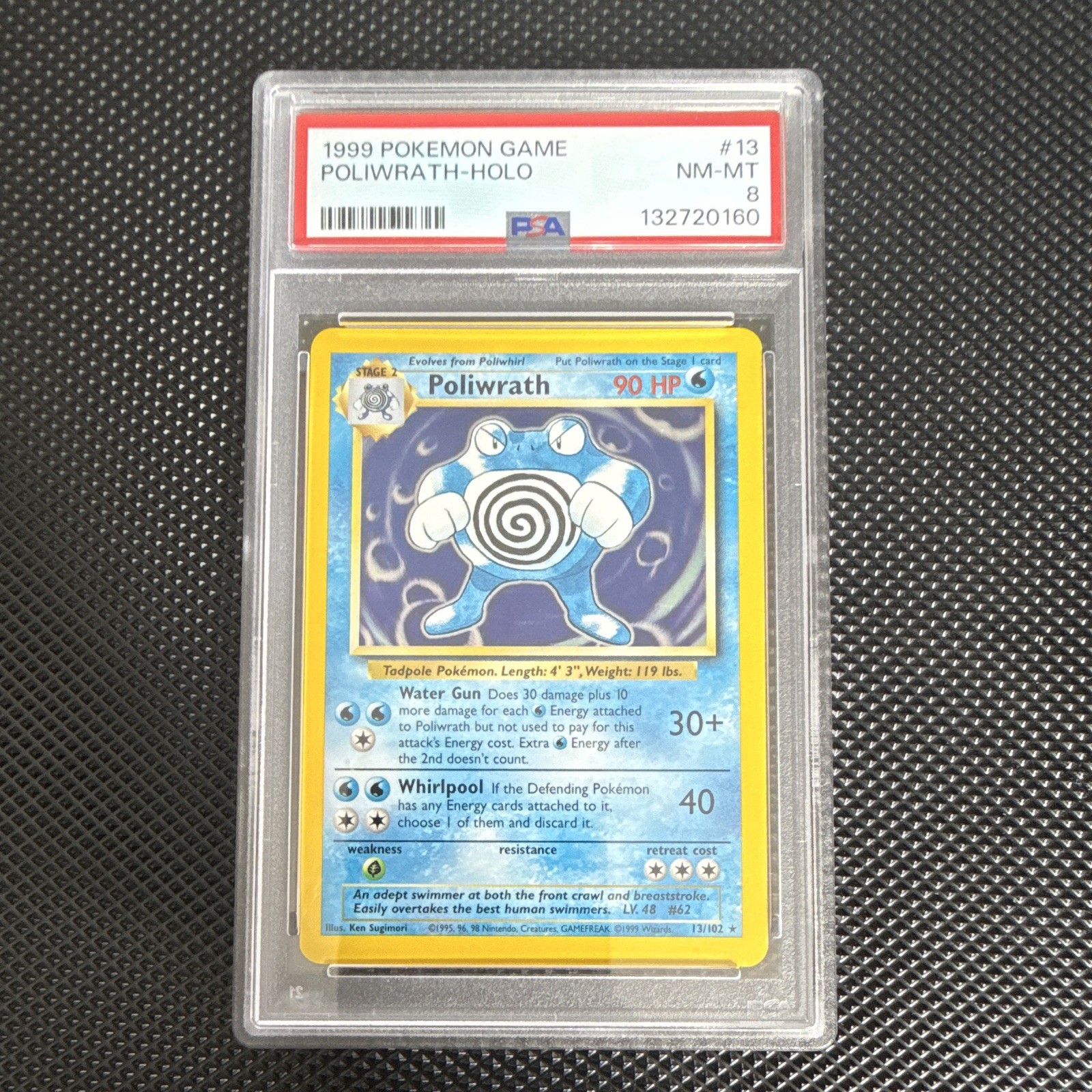 Pokémon TCG 1999 Base Set Poliwrath 13/102 Holo Rare PSA 8 English