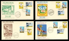 SOUTH VIETNAM 4 Different 1974 FDC International Aid Day Flags 484-486 (L1093)