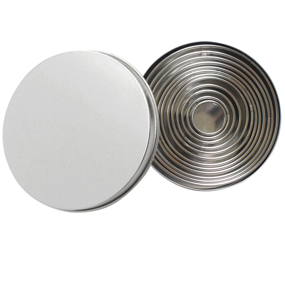 12PCS Stainless Steel Round Donut Cookie Biscuit Cutter Baking Mold with Tin Box - Image 3 of 4