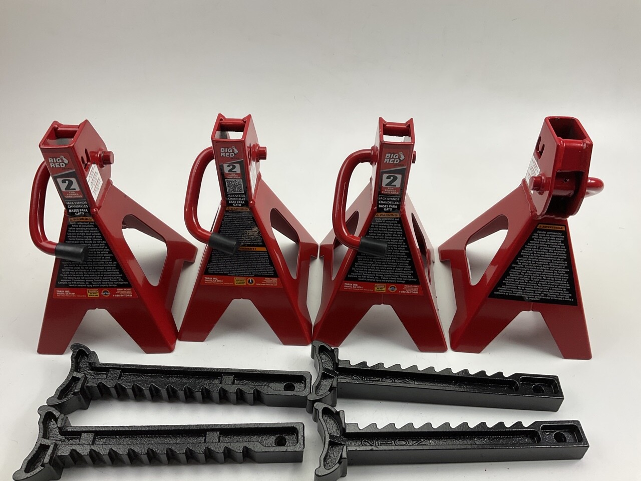 (4) Torin BIG RED 2Ton Steel Jack Stands + (1) 2Ton Bottle Jack