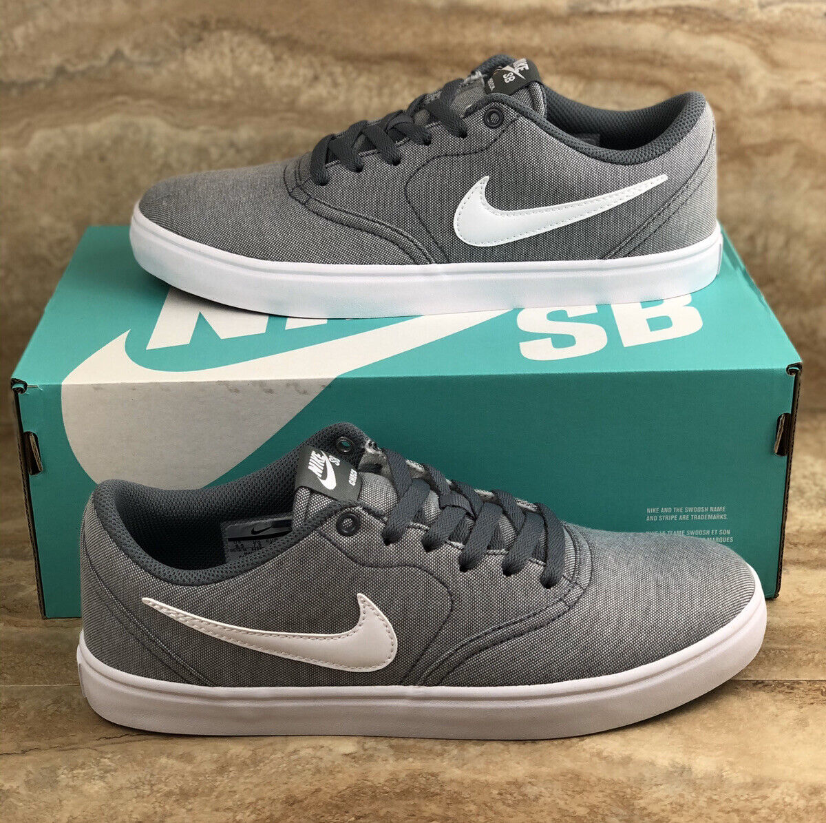 Nike SB check Solar Cnvs Grey White Mens Skateboarding Shoes eBay
