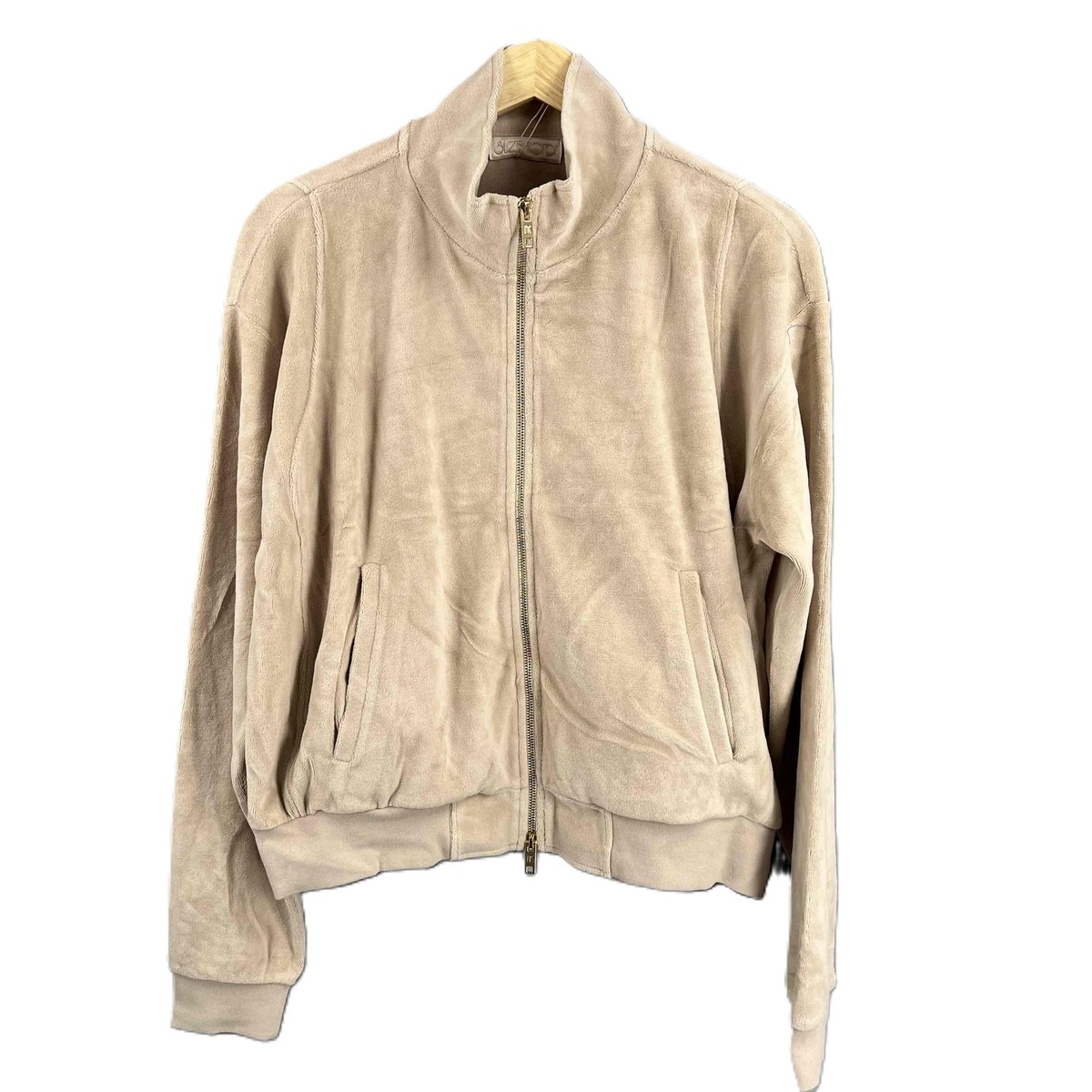 New Suzie Kondi Velour Bomber Zip Track Jacket Cream Large New Suzie Kondi Velour Bomber Zip Track Jacket Cream Large