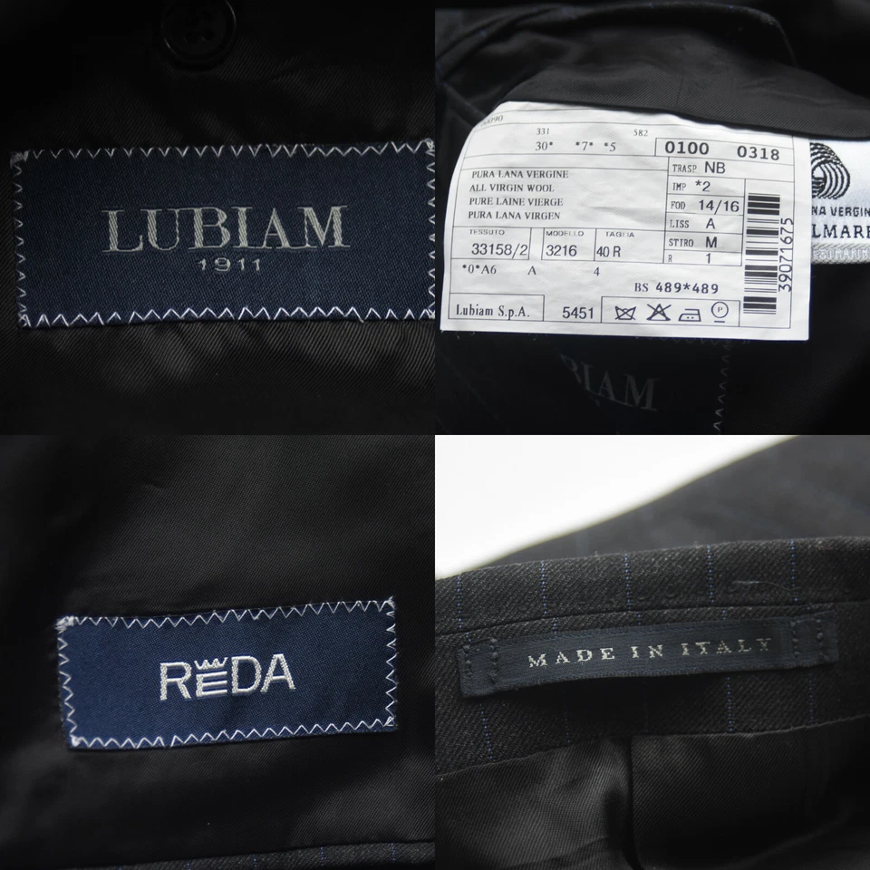 Abrigo Traje Lubiam 1911 Lana 3 Botones Carbón y Azul Rayas Talla 40R Foto 4 de 4