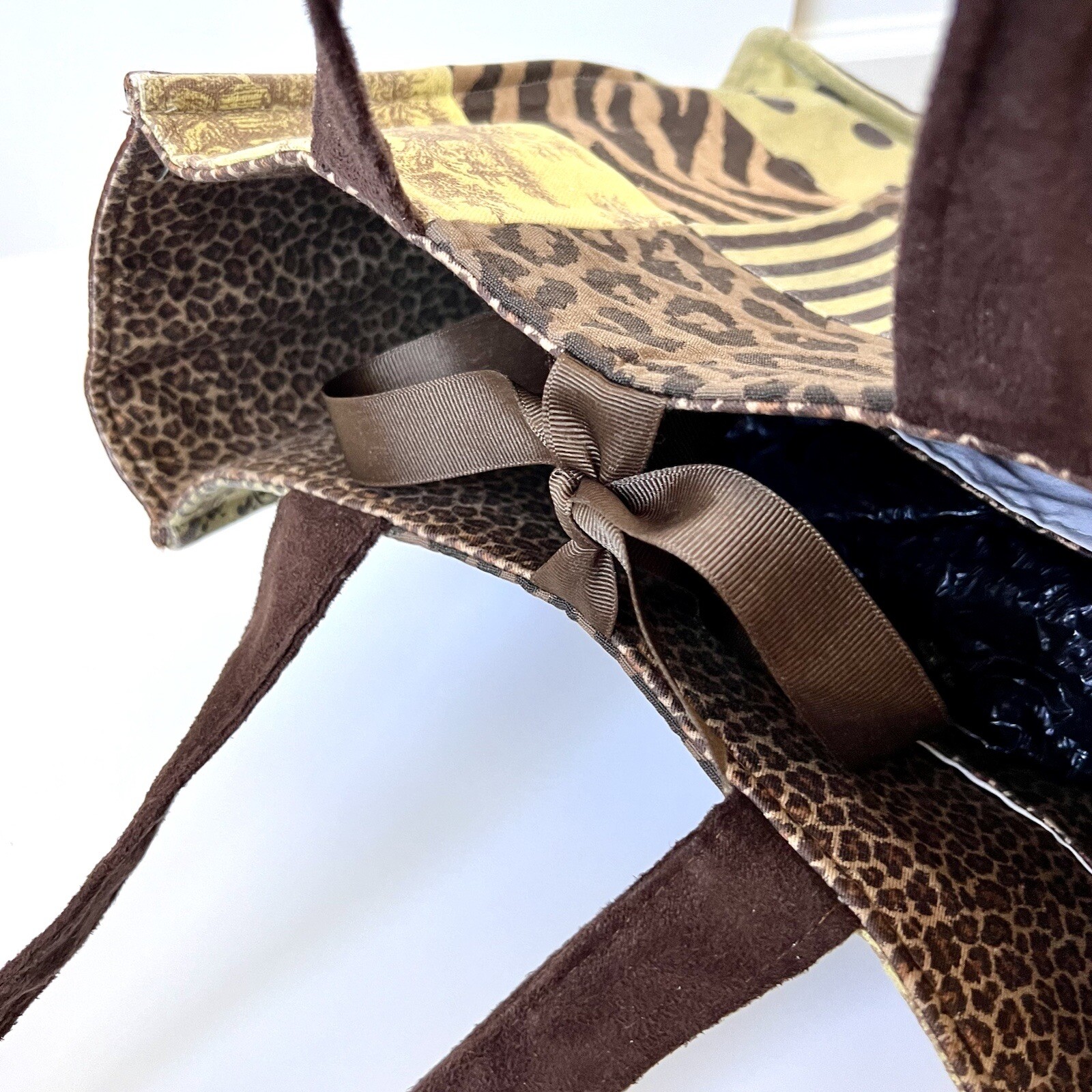 BAG DADDY Patchwork Leopard Lined Roomy Tote Shou… - image 10