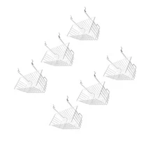 6Pc 12"x 6"x 6" Narrow Deep Basket Display White Metal Wire Slatwall Gridwall