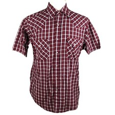 Plains Western Wear Red Cowboy Rodeo Shirt Men  s Medium Pearl Snaps Farm Rancher